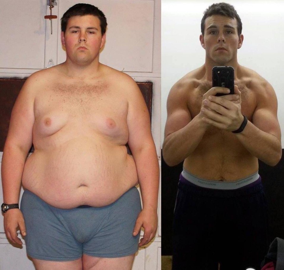 Парни до и после похудения