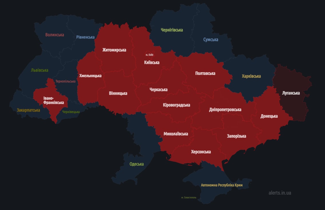 Карта повітряних тривог в україні