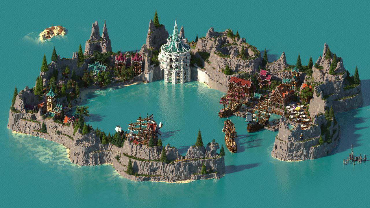 Island 2022. Маинкрайт фентезийноя река. Фэнтези майнкрафт. Фэнтези город майнкрафт. Minecraft Island Town.