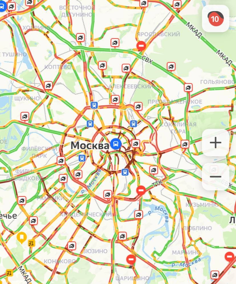 Карта пробок в москве сейчас