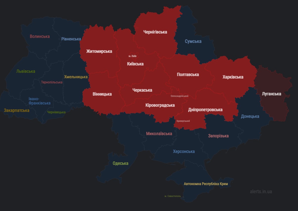 Карта повитряних тревог украины