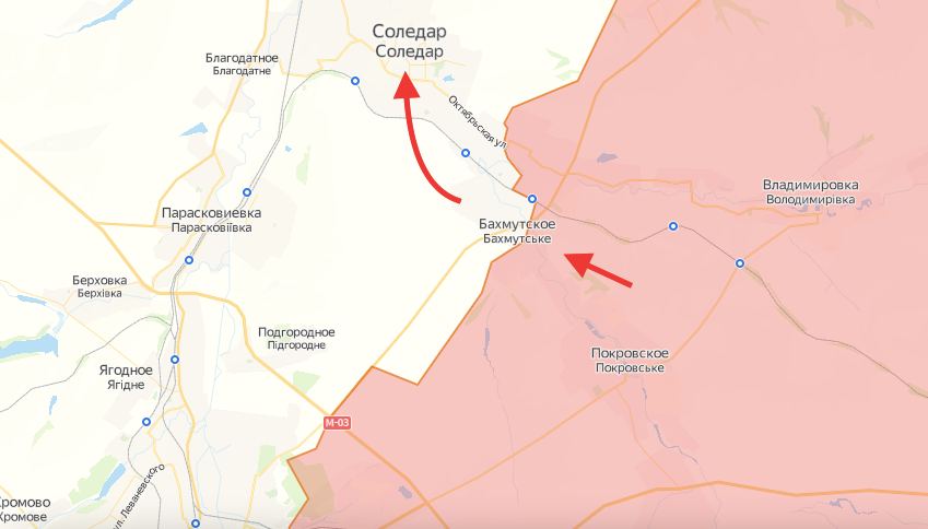 Карта бахмута и соледара