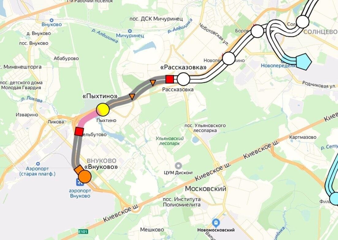 Боровское шоссе на схеме метро москвы