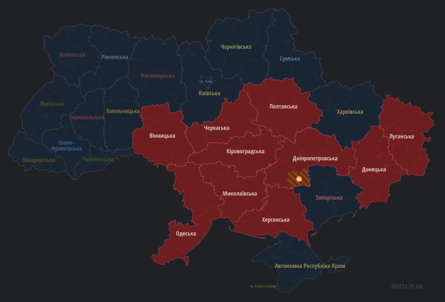 Карта повітряної тривоги онлайн